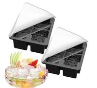 Ice Molds, 4-Grid Skeleton Whiskey Ice Mold with Lid 2-Piece Set, Non-Stick Flexible Silicone Cube Tray for Easy Release, Fun Kitchen Gadget for Fridge, Travel, Camping, Party, Outdoor