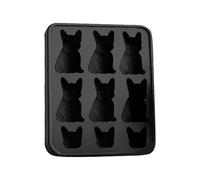 Ice Molds Cocktails, 3D French Bulldog Silicone Tray, Non Stick Whiskey Mold, Easy Release Maker, Reusable Novelty Kitchen Tool, 9 Cavity Black, for Home Party Restaurant