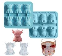 Ice Molds Silicona, 6-Cavity Cow Food-Grade Easy Release Tray, Cute Ice Tray with Lid for Whiskey, Cóctel, Borbón, Juice, Chocolate, Candy, Home Kitchen, Restaurant Party Fun