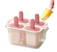 Ice Pop Maker Mold - 4 Slot Dessert Tray, Easy Release Non Stick, Drip Proof Form Reusable Treat Making Container | Freezer Refrigerator Home Kitchen Summer Family Gathering Pa
