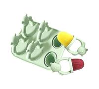 Ice Pop Mold Set - Silicone 6 Cavity Bear Shape Tray 12x10x7.9cm With 17ml Portions, Easy Release Freezer Mold For Breast Milk Fruit Puree Cheese And Mousse - Teething Relief Treat Maker