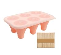 Ice Pop Moulds - Molde para postres con palos, 6 moldes de cavidad con 50 varillas de madera, Easy To Remove Ice Lolly Maker, Summer Frozened Dessert Maker for Kids Summer