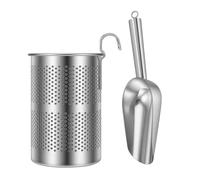 Ice Scoop with Holder - Stainless Steel Scooper, Durable Food Serving Scoop with Storage Stand, Multipurpose Ice Shovel for Hygienic Beverage and Ingredient Handling | Portable Scooper for Bucket