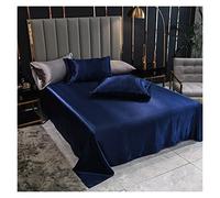 Ice Silk Bed Sheet 1 sábana de cama color rojo vino, sábanas superiores lisas Color sólido for el hogar, ropa individual/Queen/King Size, satén (sin funda almohada) para Verano(Blue,245x270cm(2m Bed))