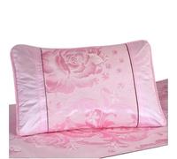 Ice Silk Cooling Mat Pillowcase Men's Style Pair Complete Set Single Person 48cmx74cm Adult Whole Head Home Use(Pink (Wide Edge) Pair)