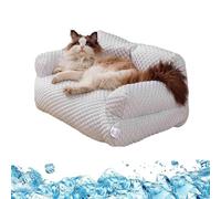Ice Silk Cooling Pet Bed Breathable Washable Dog Sofa Bed,Dog Cooling Bed Summer Sleeping Cool Ice Silk Bed,Removable and Washable Pet Bed for Small, Medium, Large Dogs and Cats (Grey, M)