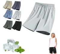 Ice Silk Cooling Shorts for Seniors Women Over 50,Quick Dry Stretch Breathable Ice Bottoms,Ice Cool Athletic Drawstring Short (FR/ES, Letras, 4XL, Regular, Regular, Light Gray)