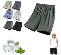 Ice Silk Cooling Shorts for Seniors Women Over 50,Quick Dry Stretch Breathable Ice Bottoms,Ice Cool Athletic Drawstring Short (FR/ES, Letras, XL, Regular, Regular, Green)