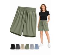 Ice Silk Cooling Shorts for Women Over 50, Quick Dry Stretch Summer Shorts with Drawstring for Casual Wear (Army Green,L)