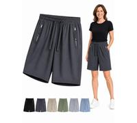 Ice Silk Cooling Shorts for Women Over 50, Quick Dry Stretch Summer Shorts with Drawstring for Casual Wear (Dark Gray,M)