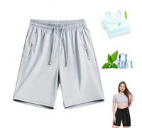 Ice Silk Cooling Shorts for Women, Women's Ice Silk Quick Drying Stretch Shorts, Ice Active Shortss Women (Light Gray,L)