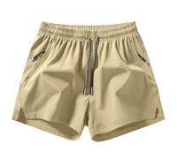 Ice Silk Quick-Dry Athletic Gym Shorts 4-Piece Pack, Lightweight 3 Inch Running Shorts Men - Unrestricted Breathable Comfort (Khaki)