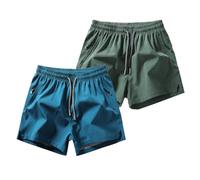 Ice Silk Quick-Dry Athletic Gym Shorts 4-Piece Pack, Lightweight Cooling Sports Gym Shorts Men with Zippered Pockets (2pcs-E,XXL)