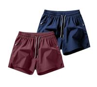 Ice Silk Quick-Dry Athletic Gym Shorts 4-Piece Pack, Lightweight Cooling Sports Gym Shorts Men with Zippered Pockets (2pcs-F,L)