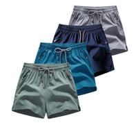 Ice Silk Quick-Dry Athletic Gym Shorts 4-Piece Pack, Lightweight Cooling Sports Gym Shorts Men with Zippered Pockets (4pcs-I,XL)