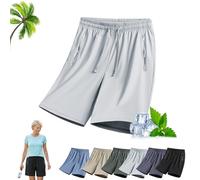 Ice Silk Stretch Quick-Dry Shorts, 2026 Summer New Ice Shorts For Women Over 50, Unisex Casual Drawstring Cooling Short(Light Gray,5XL)