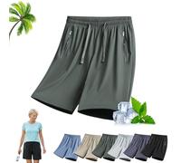 Ice Silk Stretch Quick-Dry Shorts, 2026 Summer New Ice Shorts For Women Over 50, Unisex Casual Drawstring Cooling Short(Military Green,4XL)