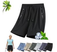 Ice Silk Stretch Quick-Dry Shorts, 2026 Summer New Ice Shorts For Women Over 50, Unisex Casual Drawstring Cooling Short(Negro,L)