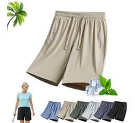 Ice Silk Stretch Quick-Dry Shorts, 2026 Summer New Ice Shorts For Women Over 50, Unisex Casual Drawstring Cooling Short(Caqui,L)