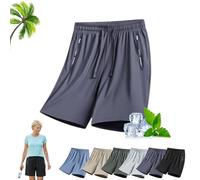 Ice Silk Stretch Quick-Dry Shorts, 2026 Summer New Ice Shorts For Women Over 50, Unisex Casual Drawstring Cooling Short(Dark Gray,XXL)