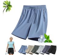 Ice Silk Stretch Quick-Dry Shorts, 2026 Summer New Ice Shorts For Women Over 50, Unisex Casual Drawstring Cooling Short(Azul,M)