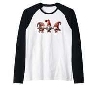 Ice Skating Christmas GNOME with Vintage Ice Skates For Xmas Camiseta Manga Raglan