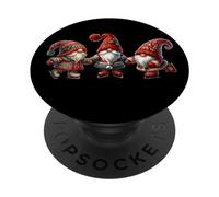 Ice Skating Christmas GNOME with Vintage Ice Skates For Xmas PopSockets PopGrip Adhesivo