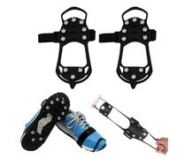Ice Snow Grips, tacos de hielo de 10 tachuelas para zapatos y botas, calzado antideslizante de silicona, crampones universales de tracción para nieve, invierno, senderismo, escalada, correr, pesca