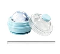 Ice Sphere Mold Cup - Reusable Foldable Beverage Chiller System, 325ml Cooling Container With Straw Lid, Portable Drink Accessory For Beer Soda Milk Cocktail | Home Gym Office Travel Hiking Outdoor