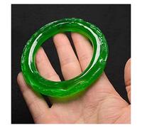 ICE Transparent Green Jade Bangle Flowers Talled Flower Bangle ofrece regalos de mujeres joyas (59-60 mm)