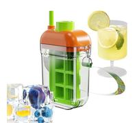 Ice Tray Bottle, 2 en 1 Ice Maker with Lid and Bin, Reusable Water Cup Straw, 6.88x4.03 inch Easy Release Mold for Beverage, Coffee, Juice, Alcohol, Convenient
