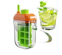 Ice Tray Bottle, 2 en 1 Ice Maker with Lid and Bin, Reutilizable Water Cup with Straw, Easy Release Mold, Perfect for Beverage, Coffee, Juice Cooling, Portable Drink Accessory