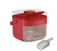 Ice Tray, Chilling Cube Maker Bin, 6.69x6.1x5.51 inches, Press-Type Non-Stick Ice Making Tool with Handle and Lid for Daily Use, Kitchen, Picnic, Camping, Gatherings, White/Red