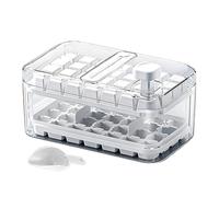 Ice Tray - Freezer Press Mold Maker, Non Stick Silicone Structure, Covered Lid Bin Storage Container, Easy Release Cube Forming System Practical Utility Tool | Home Kitchen Party Family Gathering