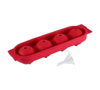 Ice Tray Silicone - 4 Cavity Ice Ball Maker Molds | Easy Release Round Ice-Cube Tray With Lid And Funnel | Reusable Whiskey Cocktail Ice-Mold For Home Bar Party Office Picnic Drinks Wine Juice Summer