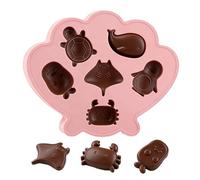 Ice Tray Silicone - 6-Cavity Easy Release Reusable Maker | Marine Animal Chocolate Molds For Freezer, Home Kitchen Whiskey Cocktail Bourbon Coffee Chocolate Candy And Baking