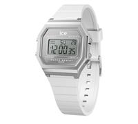 ICE-WATCH - Ice Digit Retro Metal Silver Mirror White - Reloj Blanco para Mujer con Correa de Silicona - 022734 (Small)
