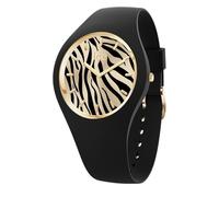 ICE-WATCH - Ice Wild Black Gold Zebra - Reloj Negro para Mujer con Correa de Silicona - 025894 (Small 37mm)