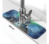 Ice Wolf - Tapete de grifo para fregadero de cocina, tapete de secado súper absorbente para cocina, baño, fregadero, cafetería, bar, grifo, decoración de regalos (15 x 5.5 pulgadas)