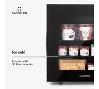 IceAge 36 Congelador con 36 litros de capacidad EEK E 2 estantes termostato frontal de vidrio