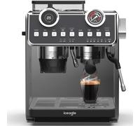 iceagle EM653 - Cafetera de café con boquilla de espuma de leche potente, 20 bares y máquina de capuchino con manómetro, depósito de 2,7 L, 2800 W