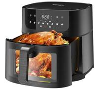 Iceagle Freidora de Aire sin Aceite XXL- Airfryer 9 L con Ventana | Freidora Aire con Pantalla Táctil Led, 1800W, 8 Programas, Modo Batido, Recetario