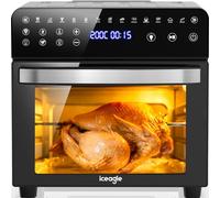 Iceagle Freidora sin Aceite Horno 15L - Freidora Aire 1800 W Air Fryer XXL con 13 Programas, Deshidratar y función de bricolaje, Pantalla LED Táctil, Temporizador, 6 Accesorios Incluidos, Sin BPA