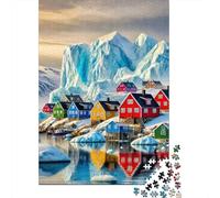 Iceberg Ártico Puzzle de 1000 Piezas Casas de Colores Puzzle para Adultos Papel Relajante Decoración Hogar Regalo 38x26cm/1000pcs