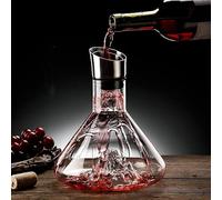 Iceberg - Decantador de vino tinto con aireador, 1500 ml, aireador de vino tinto de vidrio transparente con tapa de acero inoxidable, filtro, regalos de vino de Navidad para hombres (juego 1)