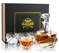 IcebergCrystal - Juego de decantador de whisky (5 unidades) KANARS - Decantador de licor premium con 4 vasos de estilo antiguo para whisky o bourbon en caja de regalo de lujo. Se puede lavar en lavavajillas.