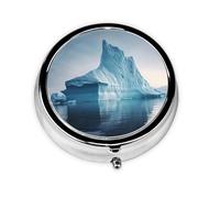 Icebergs - Pastillero redondo pequeño, se puede poner en la cartera, bolsillo, ligero y cómodo, pastillero de 3 compartimentos, pastillero portátil