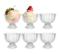 ICEBLUEOR Juego de 6 vasos de cóctel de gambas de vidrio transparente de 160 ml, cuencos de postre para helado, helado, postres, batido, pudín, frutas, yogur, tiramisú, mousse, aperitivo