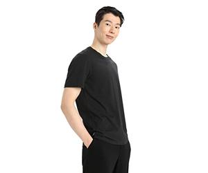 Icebreaker - Hombres Camiseta de Manga Corta Natural Blend Central Classic - para Uso Diario, Gimnasio y Entrenamiento - Black, L