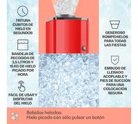 Icebreaker Picadora de hielo 15kg/h 3,5l Acero inoxidable Rojo OneConcept